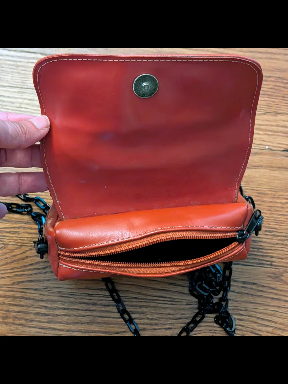 Vintage 2001 THIROS Greek Leather Floating Clutch Minimalist Modernist Restored